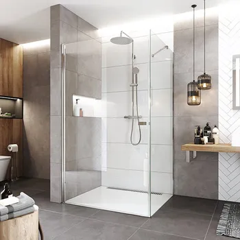 Mereo Pivotový sprchový kout, Novea, obdélník, 90x80 cm, chrom ALU, sklo Čiré, dveře L/P a pevný díl