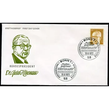 Poštovní známka Deutsche Bundespost FDC MiNr. 728 (20.6.1972) - SRN - Dr. H.C. Gustav Heinemann (1899-1976)