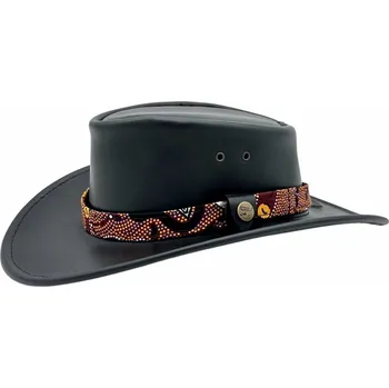 Klobouk Jacaru Černý kožený klobouk - Koori Velikost: 61/62cm (XL)