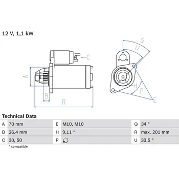 Autoelektrika Startér BOSCH 0 986 020 350