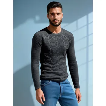 Pánský svetr Elegantní pánský tmavě šedý svetr WX2305 Velikost: S