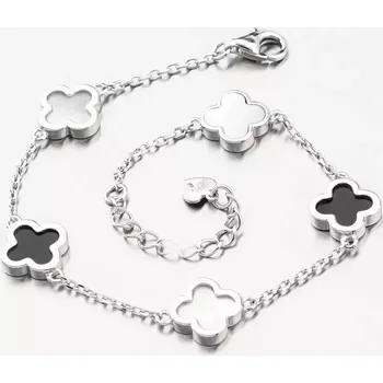 Oblečení a móda Dámský náramek stříbro 925 čtyřlístky PKL-4015 délka 19 cm