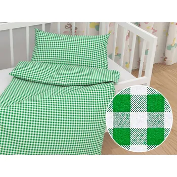 Povlečení Dětské bavlněné povlečení do postýlky Sandra SA-058 Zeleno-bílé kostičky Do postýlky 90x140 a 50x70 cm
