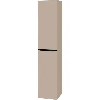 Koupelnový nábytek Mereo Mailo, koupelnová skříňka vysoká 170 cm, šedý kámen, černé madlo