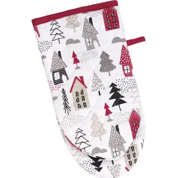 Chňapka SCANquilt chňapka DEKORO polární domky bíločervená 15 x 30 cm