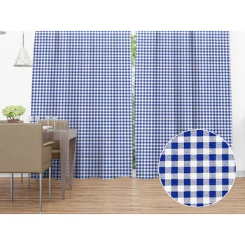 ubrus Bavlněný závěs Sandra SA-057 Modro-bílé kostičky 140x240 cm