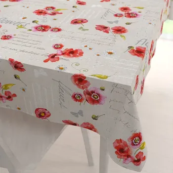 ubrus Dekorační obdélníkový ubrus Porto PRT-022 Vlčí máky a kopretiny na režném 50x100 cm