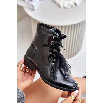 Dámské kozačky Lakované boty zateplené na zip S.Barski HY42-991 Barva: Černá, Velikost: 38