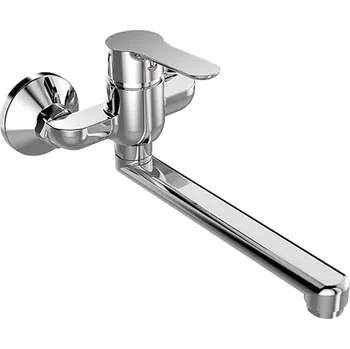 Vodovodní baterie Mereo Dřezová nástěnná baterie, Zuna 100 mm, s ramínkem plochým rovným 250 mm, chrom