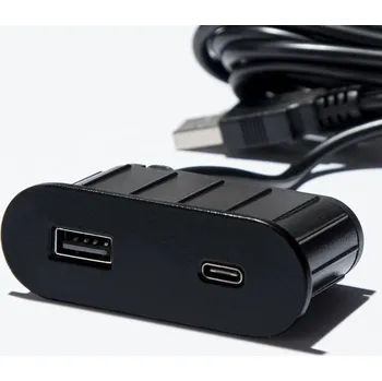 Organizér kabelů ASA 06029Z00061 Nabíjecí HUB vestavný VERSAPICK, 1xUSB 5V (typ A+C), 70x25mm, oválný, kov, černá matná