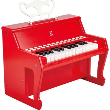 Hudební nástroj pro děti Klavír dětský - Piano červené, Uč se světly (Hape)