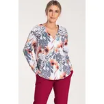Dámská smetanová květovaná košile s dlouhým rukávem M1070 Pattern 107 Velikost: M