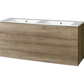 Koupelnový nábytek Mereo Aira koupelnová skříňka s keramickým umyvadlem 121 cm, dub Halifax