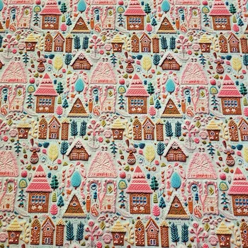 BYTEMA Bavlněná látka PERNÍKOVÉ CHALOUPKY šíře 150 cm