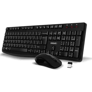 EVOLVEO Set klávesnice a myši K1050, Bezhrátové 2.4GHz, US INTL, černá K1050-BK-EN