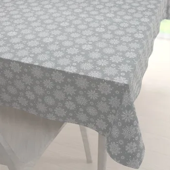 ubrus Saténový obdélníkový ubrus LUP-504 Sněhové vločky na stříbrném 50x100 cm