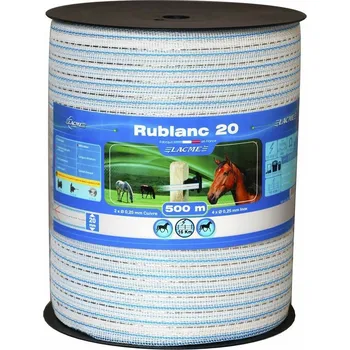 Pro koně Lacme Ohradníková páska RUBLANC 20 mm bílá/modrá Délka: 500 m