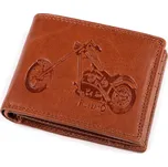 Pánská kožená motorkářská peněženka s RFID ochranou, 870349/23, hnědá koňak-motorka, 9,5 x 15 x 3,5 cm