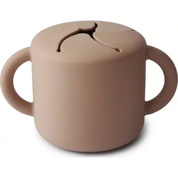 dětská jídelní sada MUSHIE silikonový kelímek na snack Natural