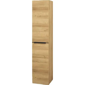 Koupelnový nábytek Mereo Mailo, koupelnová skříňka vysoká 170 cm, dub Riviera, černé madlo