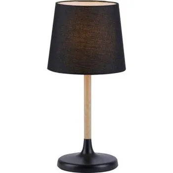 Lampička JUSTLIGHT NIMA Stolní lampa, látkové stínidlo, černá, dřevo, jednoduché, nadčasové - LEUCHTEN DIREKT / JUST LIGHT LD 14423-18