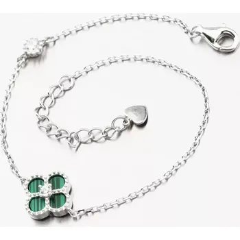 Náramek Dámský náramek stříbro 925 zeleným čtyřlístkem PKL-4019 délka 20 cm