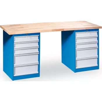 Dílenský stůl Dílenský pracovní stůl se 2 zásuvkovými dílenskými boxy 2000 x 800 x 850 mm