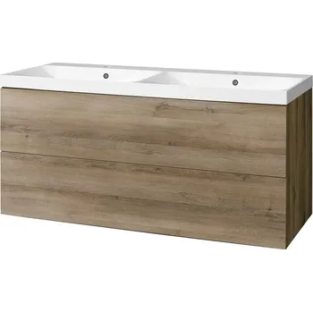 Koupelnový nábytek Mereo Aira koupelnová skříňka s umyvadlem z litého mramoru 121 cm, dub Halifax