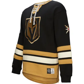 Pánská mikina Mitchell & Ness Pánská mikina Vegas Golden Knights NHL Heritage Lace-Up Crew Vintage Logo Velikost: M