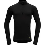 Pánské tričko Devold Spirit Shirt Zip Neck Black XXL