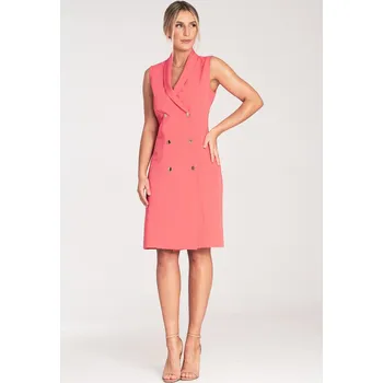 Dámské šaty Korálové elegantní midi šaty bez rukávů M1067 Coral Velikost: L