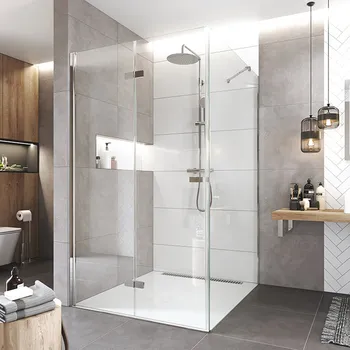 Mereo Sprchový kout, Novea, čtverec, zalamovací, 90x90 cm, chrom ALU, sklo Čiré, dveře levé a pevný díl