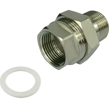 Hlavice pro radiátor Klum Šroubení radiátorové přímé, niklované, s plochým těsněním, 1“