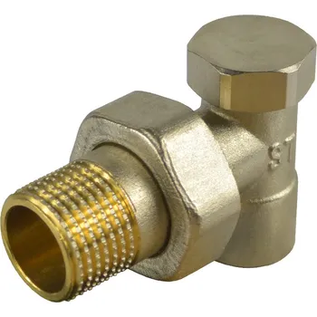 Hlavice pro radiátor Klum Šroubení radiátorové uzavíratelné, rohové, pájecí, 1/2“x15 mm