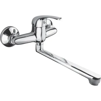 Vodovodní baterie Mereo Dřezová nástěnná baterie, Lila 100 mm, s ramínkem plochým rovným 180 mm, chrom