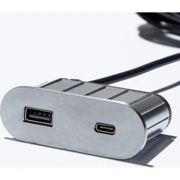 Organizér kabelů ASA 06029Z00057 Nabíjecí HUB vestavný VERSAPICK, 1xUSB 5V (typ A+C), 70x25mm, oválný, kov, nerez