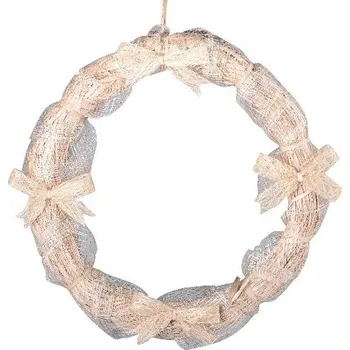 Věnec Věnec přírodní 300 mm se stříbrnými nitkami