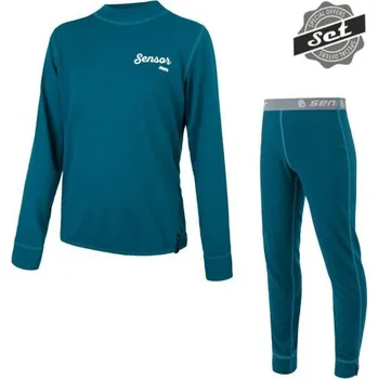 Dětské termoprádlo Sensor Double Face dětský set tričko+spodky, Logo 140 Safírová