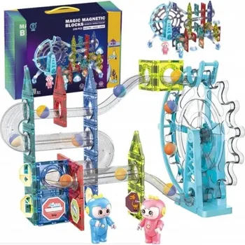 Hračka pro nejmenší Doris magnetická svítící stavebnice s mlýnským kolem Magic Blocks 120 ks