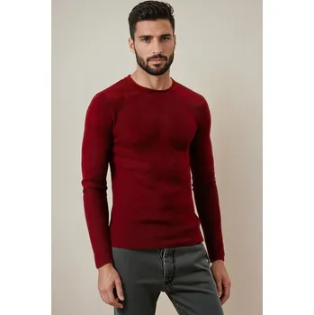 Pánská móda Vínový pánský svetr WX2295 Velikost: XL