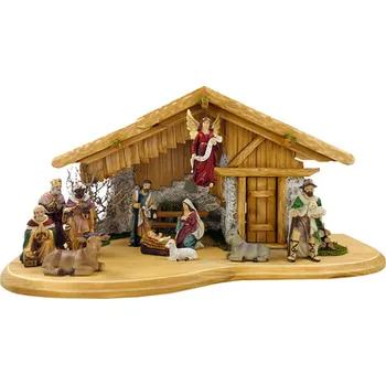 Betlém Amadea Dřevěný osvětlený betlém s figurkami 60 cm