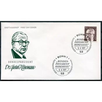 Poštovní známka Deutsche Bundespost FDC MiNr. 641 (8.4.1971) - SRN - Dr. H.C. Gustav Heinemann (1899-1976)