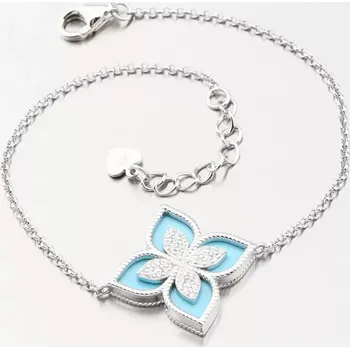 Náramek Dámský náramek stříbro 925 květinou a se zirkony PKL-4025 délka 20 cm