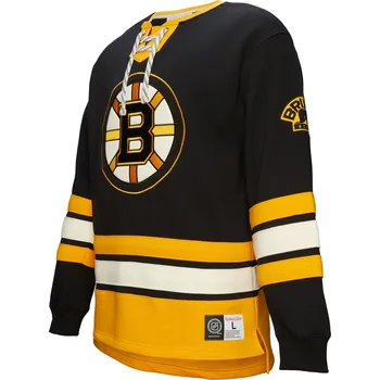 Pánská mikina Mitchell & Ness Pánská mikina Boston Bruins NHL Heritage Lace-Up Crew Vintage Logo Velikost: S
