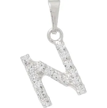Přívěsek Crystal-ZONE Písmenko štras „N“ rhodium
