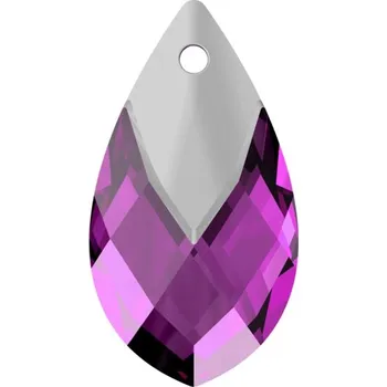 Přívěsek Swarovski Swarovski® Crystals Metallic Cap Pear 6565 22mm Amethyst Light Chrome