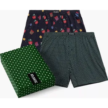 Dámské pyžamo Sada 3 bavlněných trenýrek s vánočním vzorem Atlantic 2GMB-006 A'2 S-2XL Velikost: S, Barva: modro-smaragdová