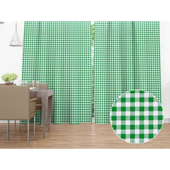 ubrus Bavlněný závěs Sandra SA-058 Zeleno-bílé kostičky 140x140 cm