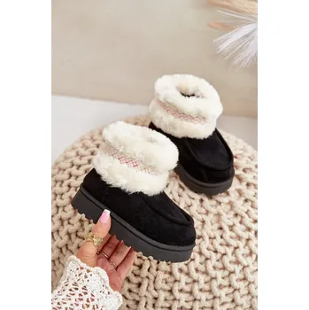 Dětská běžecká obuv Sněhové boty dětské s kožešinou a vzorem Melefia Barva: Černá, Velikost: 25