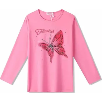 DÍVČÍ TRIČKO S MOTÝLEM MS7102 Velikost: 116, Barva: Růžová